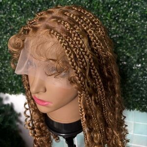 Curly Braided Wig - Brown